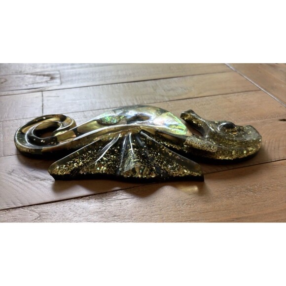 Vintage Lucite Abalone Shell Seahorse Wall Hanging 10 Inches - Picture 7 of 11